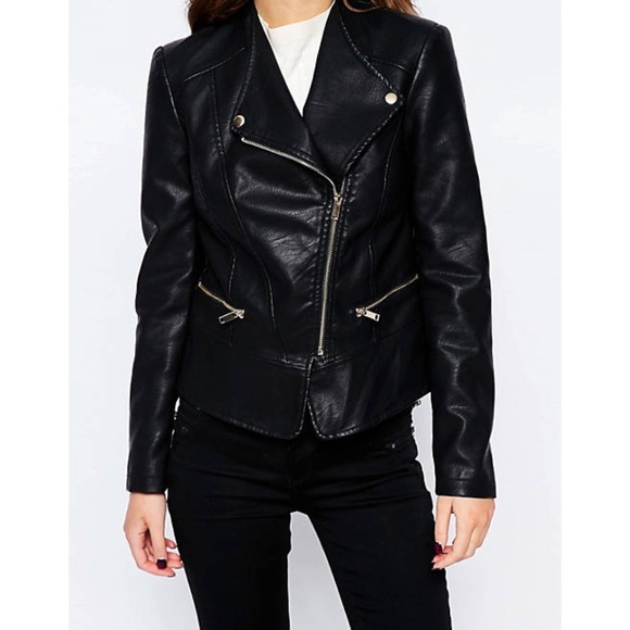 New Look Jackets & Blazers - ASOS New Look Women’s Black Faux Leather Jacket L